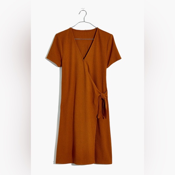 Madewell Texture & Thread Rust Wrap Dress - Picture 3 of 4